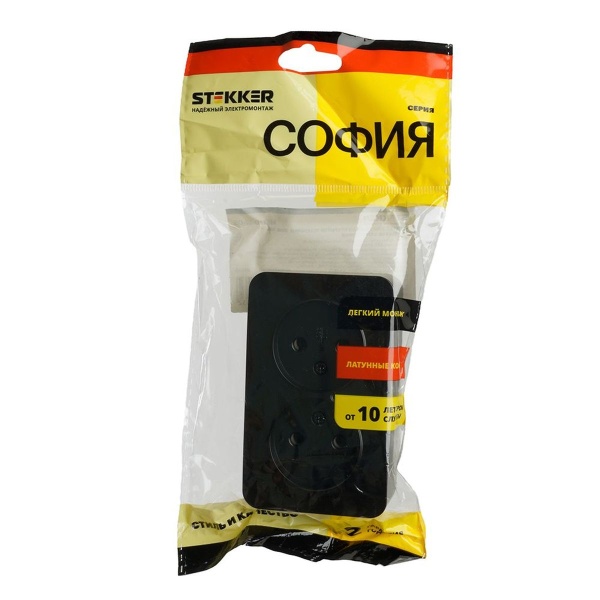Розетка двойная 2P Stekker София черный матовый MST10-12-05 49496