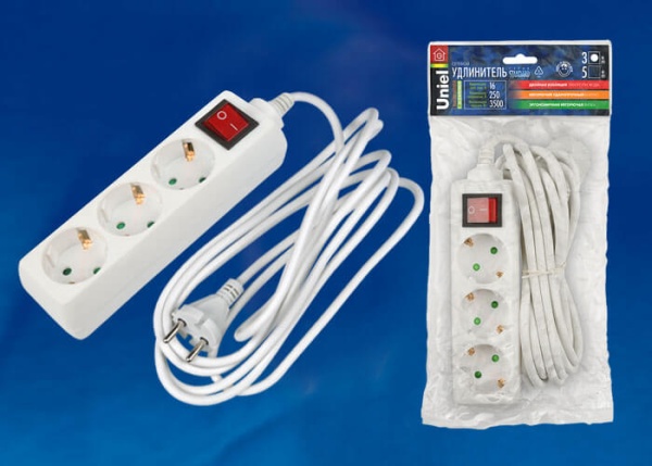 Удлинитель Uniel 3гн х 2м с/з Standard S-GCD3-2B 02920