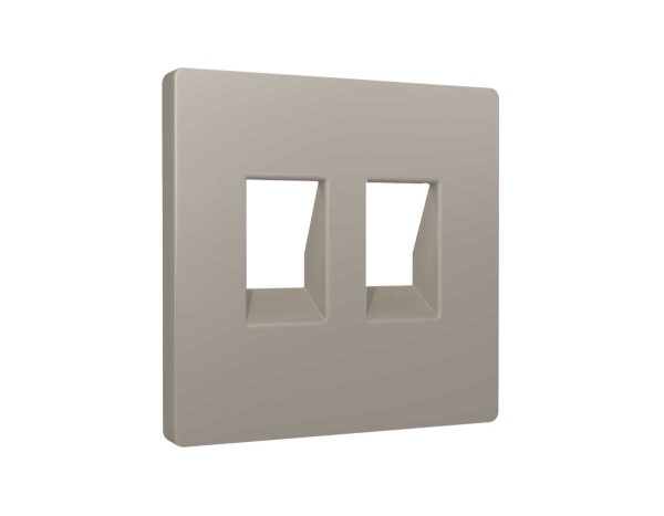 Лицевая панель для компьютерной/телефонной двойной розетки, серо-бежевый Ambrella Volt AP3721