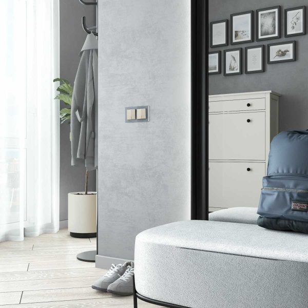 Выключатель двухклавишный проходной Werkel айвори матовый W1122062 4690389184697