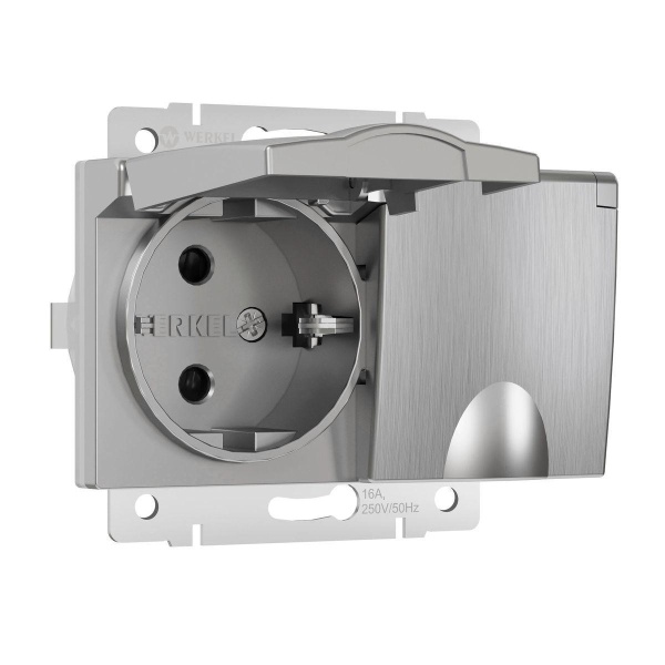 Розетка двойная влагозащищенная с заземлением с защитной крышкой и шторками Werkel серебряный рифленый W1172209 4690389178115 Розетка двойная влагозащищенная с заземлением с защитной крышкой и шторками Werkel серебряный рифленый W1172209 4690389178115