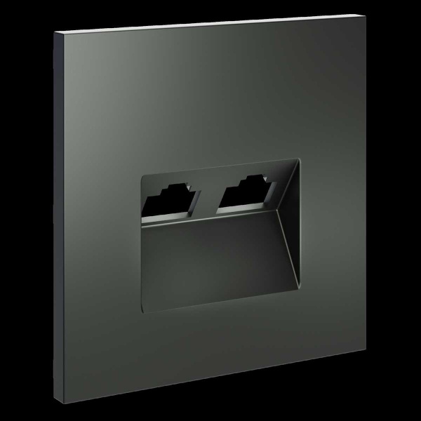 Накладка для розетки компьютерной двойной RJ45+RJ45 кат.6, S70 (титан) Voltum VLS001406