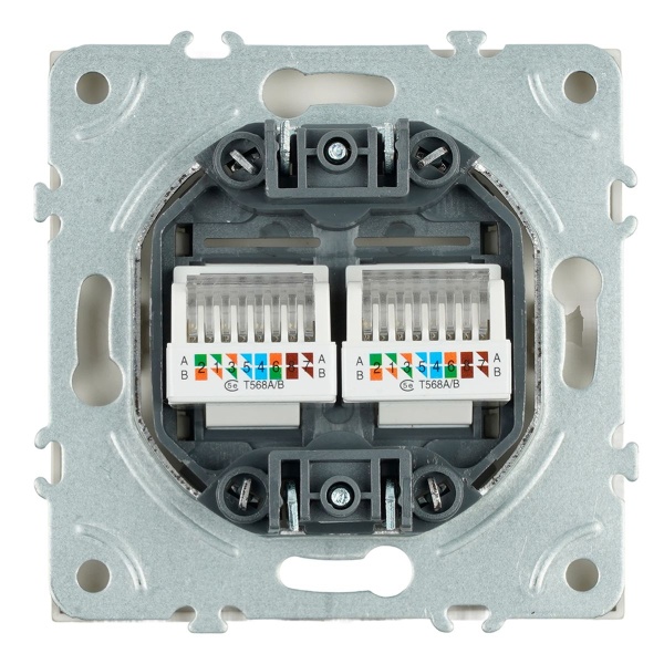 Розетка компьютерная 2-местная RJ-45 (механизм), Stekker Эмили, RST00-5111-08, кашемир, soft touch 49900