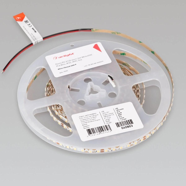Светодиодная лента Arlight 9,6W/m 120LED/m 2835SMD холодный белый RZ-A120-6mm 24V 040803