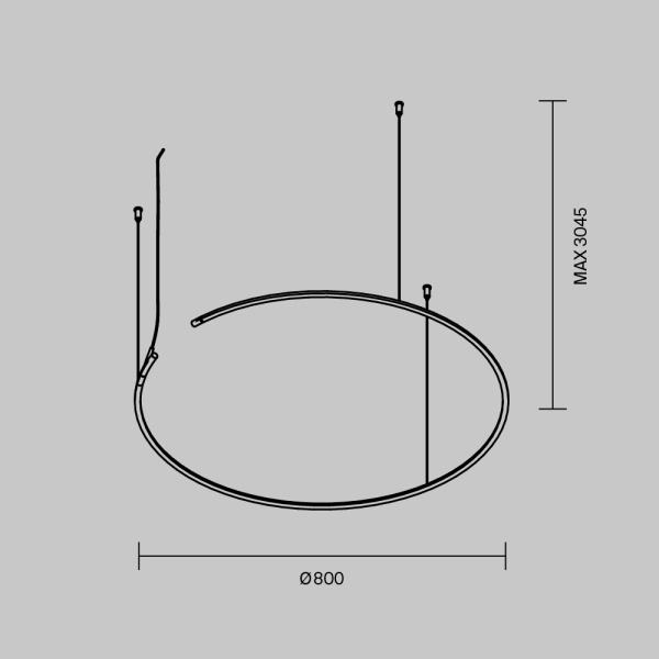 Шинопровод подвесной круглый горизонтальный Maytoni Technical ARITY Busbar trunkings Arity TRX233-RH-D800-B