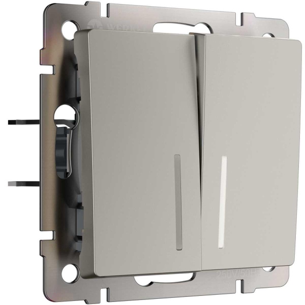 Выключатель двухклавишный с подсветкой (дымчатый) W1220104/ a069457