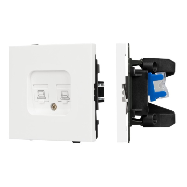 Механизм компьютерной розетки двойной SCT-TENDO-MPC2-SFPL-WH (RJ-45, CAT6) Arlight 054598