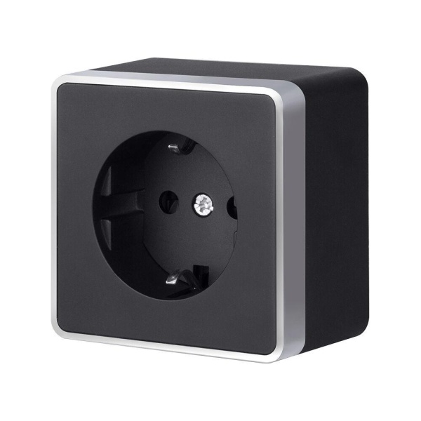 W5071034/ Розетка с заземлением Gallant (черный с серебром)
