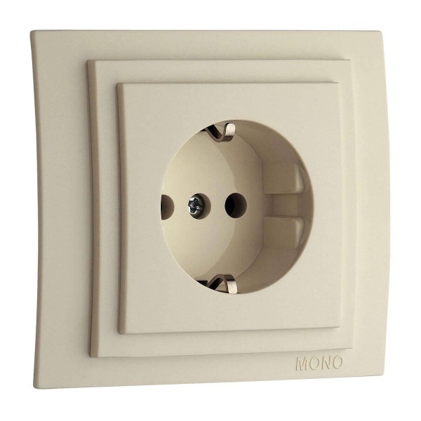 Розетка 2К+З Mono Electric Larissa 16A 250V винтовое подключение крем 103-171721-117 Розетка 2К+З Mono Electric Larissa 16A 250V винтовое подключение крем 103-171721-117