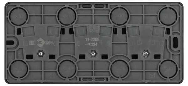 Розетка ЭРА Эксперт 11-2208-05 тройная с заземлением 3х2P+E Schuko IP20 16A-250В ОУ антрацит Б0063007