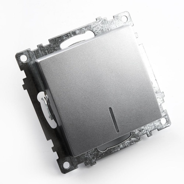 Выключатель одноклавишный Stekker Катрин с подсветкой серебро GLS10-7101-03 39577