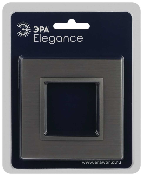Рамка для розеток и выключателей ЭРА Elegance 14-5201-16 на 1 пост, металл, титан Б0065842