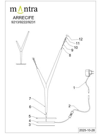 Настольная лампа Mantra Arrecife 9231