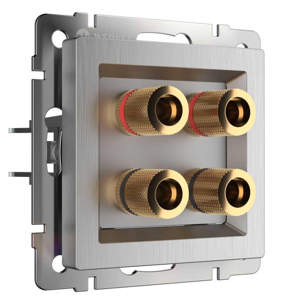 Акустическая розетка Werkel х4 серебряная рифленая WL09-AUDIOx4 4690389085024