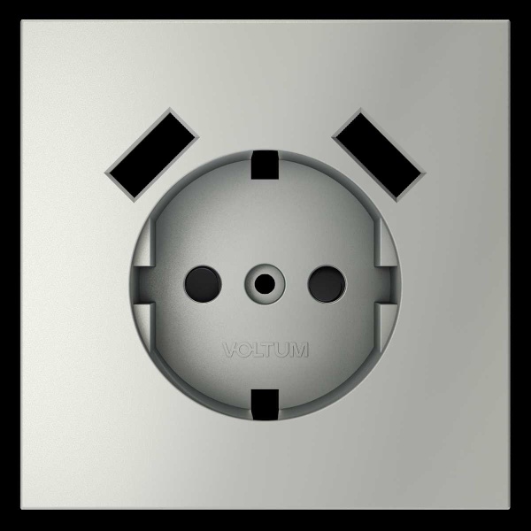 Накладка для розетки с заземлением и защитными шторками с USB A+A S70 (сталь) Voltum VLS000905