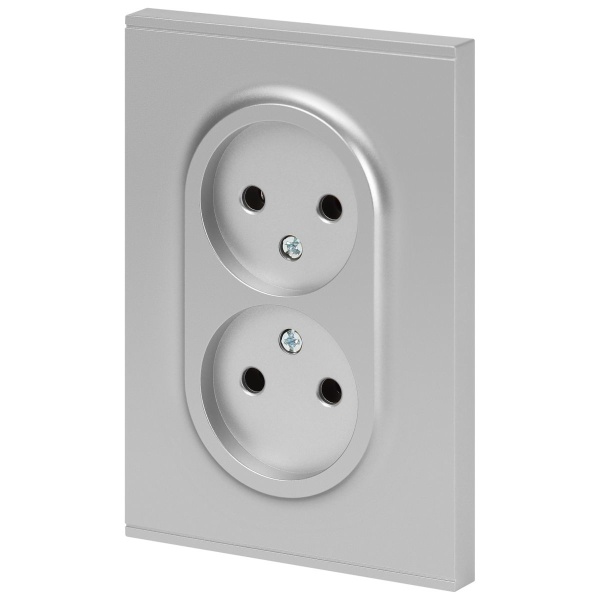 Розетка ЭРА Arktik 16-2107-03 без заземления двойная 2X2P 16А-250В алюминий Б0071683