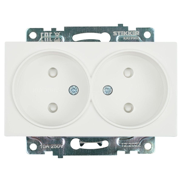 Розетка двойная 2P Stekker Катрин со шторками белый GLS10-7113-01 39573