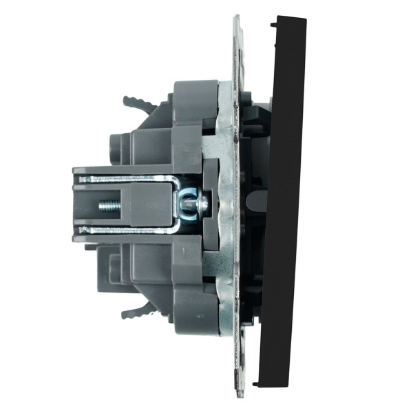 Переключатель 1-клавишный (механизм), СЗК, Stekker, 250В, 10A Эмили, RSW10-5105-05ZK, черный уголь, soft touch 50248