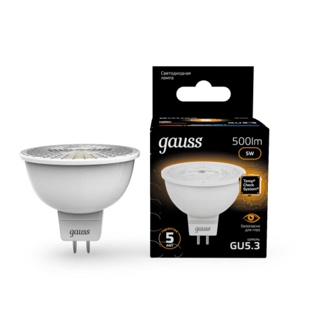 Лампа светодиодная Gauss GU5.3 5W 3000K матовая 101505105