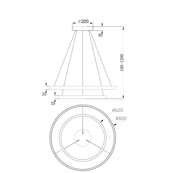 Подвесной светодиодный светильник Maytoni Rim MOD058PL-L74BS4K