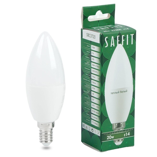 Лампа светодиодная Saffit E14 20W 2700K матовая SBC3720 55272