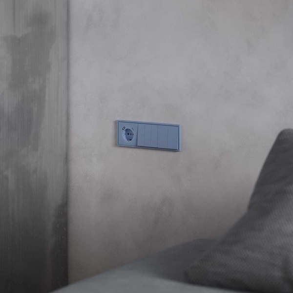 Накладка для розетки с заземлением и защитными шторками, с USB A+C, S70 (деним) Voltum VLS001015