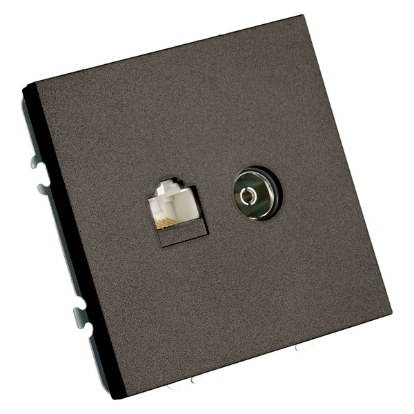 Розетка TV + компьютерная RJ-45 (механизм), Stekker Эмили, RST00-5106-09, антрацит, soft touch 49924