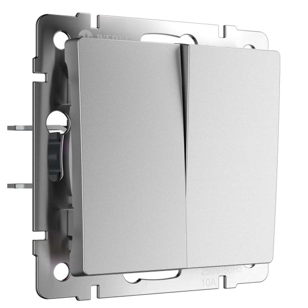 Выключатель Werkel двухклавишный серебряный матовый W1122065 4690389195549