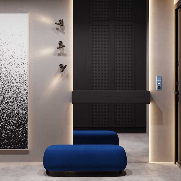 Терморегулятор электронный S70 с индикацией и датчиком, для теплого пола, (деним) Voltum VLS070115