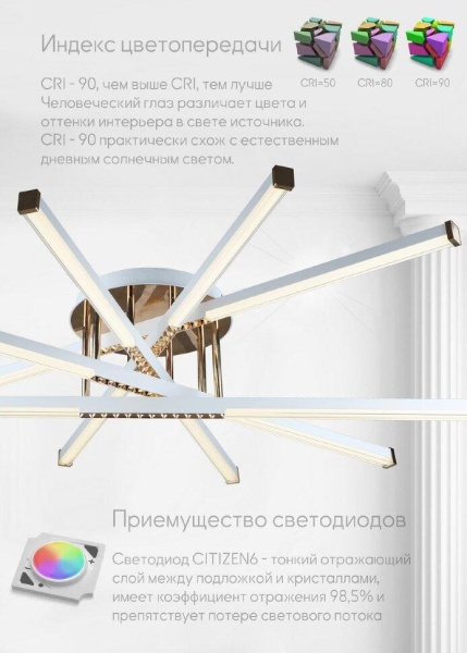 Потолочная светодиодная люстра Seven Fires Imrus WD7512/10C-WT-GD