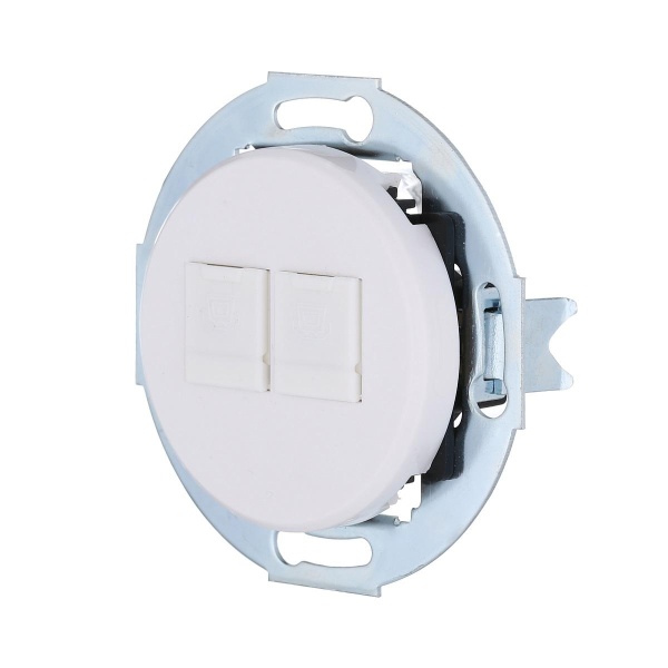 Розетка LK Studio телефонная 2хRJ-12 с накладкой (белый) Vintage 885904-1