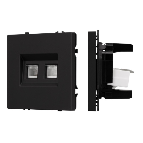 Механизм сдвоенной телефонной розетки SCT-NOBE-MTL2-SFPL-BK (RJ-11, 4C) Arlight 054309