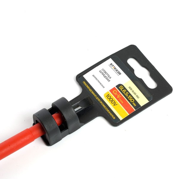 Отвертка шлицевая диэлектрическая Stekker SL 6.5 х 150мм, SDE-SL65-150 39768