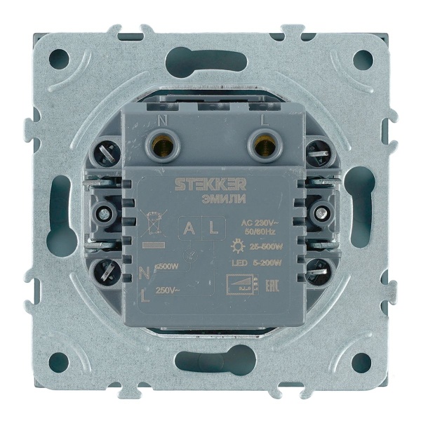 Выключатель диммирующий (механизм), Stekker, 250В, 500W Эмили, RSW10-5106-09, антрацит, soft touch 49920