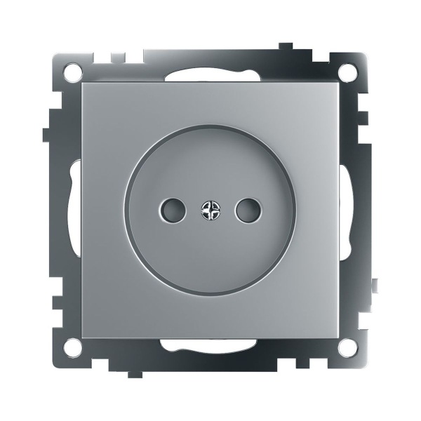 Розетка 2P Stekker Катрин со шторками серебро GLS10-7109-03 39581