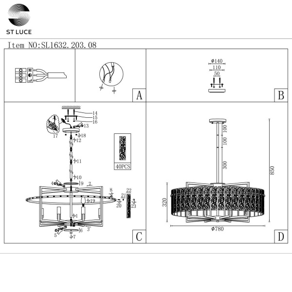 Подвесная люстра ST Luce Mira SL1632.203.08 Подвесная люстра ST Luce Mira SL1632.203.08
