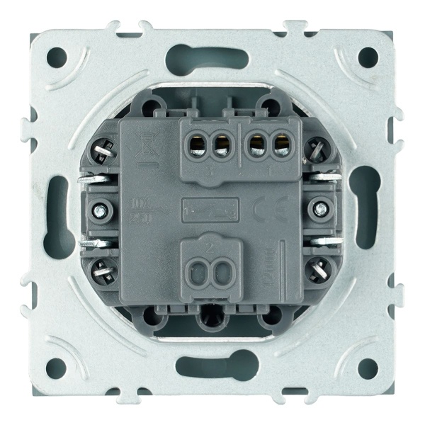 Выключатель 1-клавишный самовозвратный (механизм), Stekker, 250В, 10А Эмили, RSW10-5112-10, платиново-серый, soft touch 50328