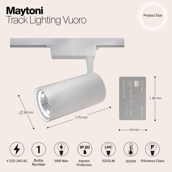 Трековый светодиодный светильник Maytoni Technical Unity Vuoro TR003-1-40W3K-W