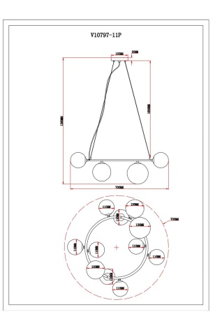 Подвесная люстра Moderli Renny V10797-11P
