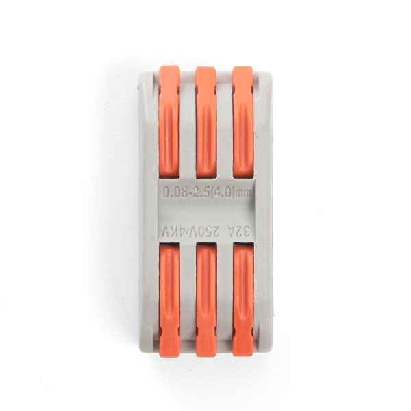 Клемма монтажная д/ подкл. фазн. проводников Stekker, LD222-423, 3 контактные группы, 1ввод,1вывод на полюс (DIY упак 5 шт) 39487