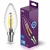 Лампа светодиодная филаментная REV TC37 E14 5W 4000K DECO Premium холодный свет свеча на ветру 32492 8