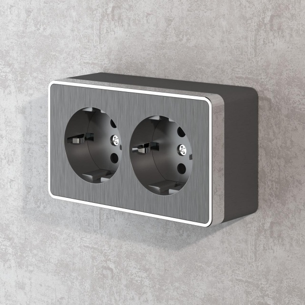 Розетка двойная с заземлением Werkel Gallant графит рифленый W5072104 4690389164675 Розетка двойная с заземлением Werkel Gallant графит рифленый W5072104 4690389164675