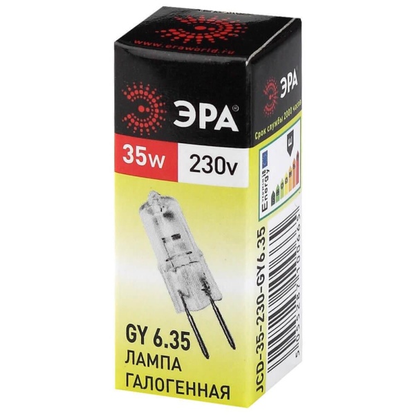 Лампа галогенная ЭРА GY6.35 35W 2700K прозрачная GY6.35-JCD-35W-230V C0027373 Лампа галогенная ЭРА GY6.35 35W 2700K прозрачная GY6.35-JCD-35W-230V C0027373