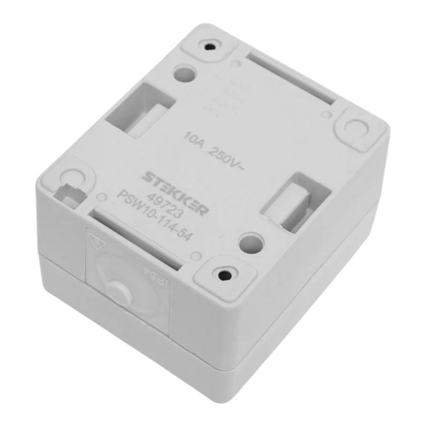 Выключатель 1-клавишный с окном для маркировки самовозвратный Stekker, PSW10-114-54, открытой установки, 250В, 10А, IP54, серый/графит 49723