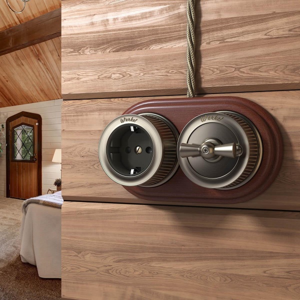 Розетка с заземлением Werkel Ретро бронзовый W5771012 4690389166549 Розетка с заземлением Werkel Ретро бронзовый W5771012 4690389166549