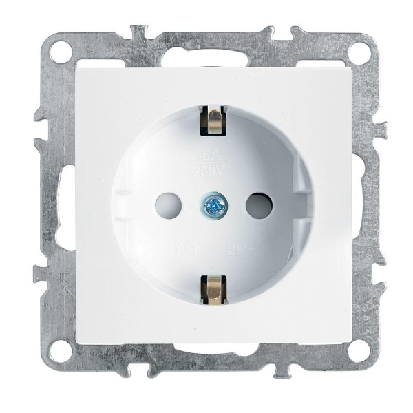 Розетка 1-местная c/з (механизм), Stekker, PST16-9110-01, 250В, 16А с защитной шторкой Эрна, белый 39317