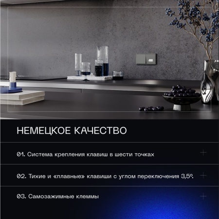Выключатель встраиваемый Voltum S70 одноклавишный 10А, (титан) VLS010106