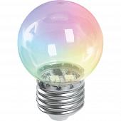Лампа светодиодная Feron E27 1W RGB прозрачный LB-37 38129