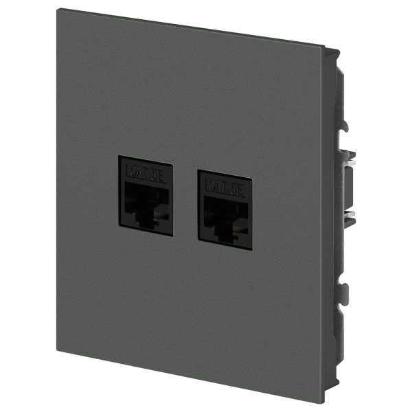 Розетка ЭРА Arktik 16-3108-06 информационная двойная 2XRJ45 графит Б0070489