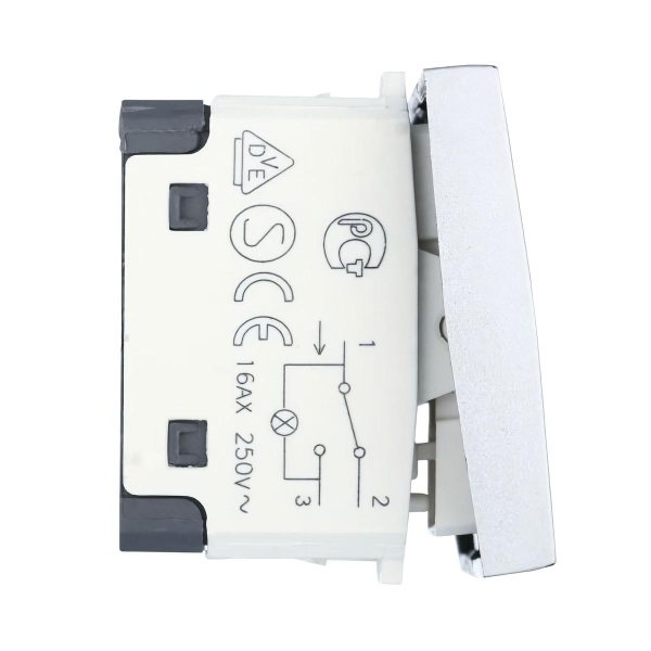 Переключатель LK Studio с двух мест, с индикатором 45х22,5мм (схема 6L) 16 A, 250 B (серебристый металлик) LK45 850403-1